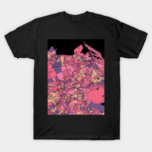 Edinburgh Map Pattern in Purple & Pink T-Shirt